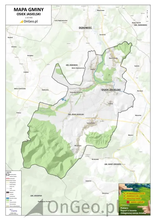 Mapa gminy Osiek Jasielski